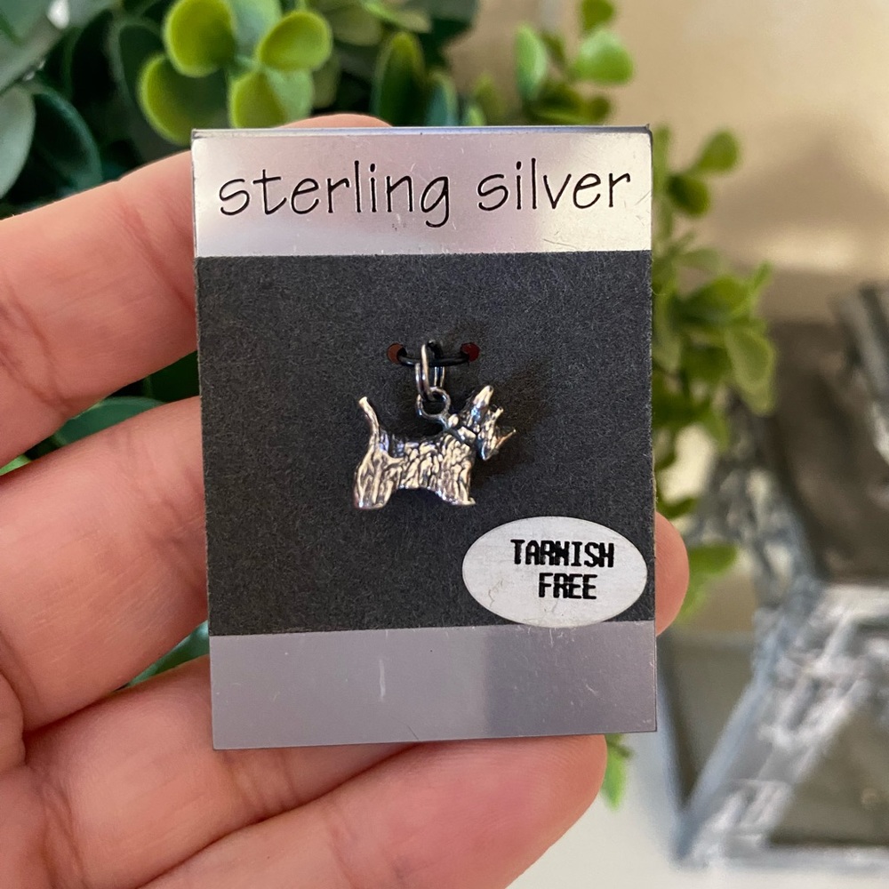 Brand new Sterling Silver Scottish Terrier Schnauzer Charm .5”